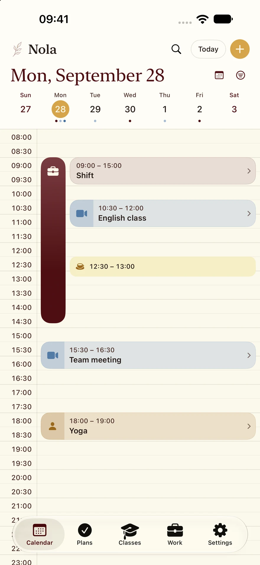 Real work shift in Nola calendar