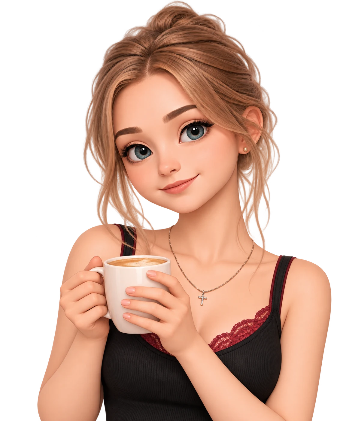 Nola with a cup